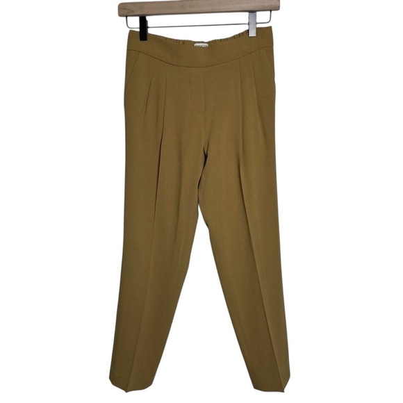 Aritzia Babaton Sz 0 Conan Mid Rise Slim Cropped Ankle Trouser Pants Yellow - Picture 5 of 11